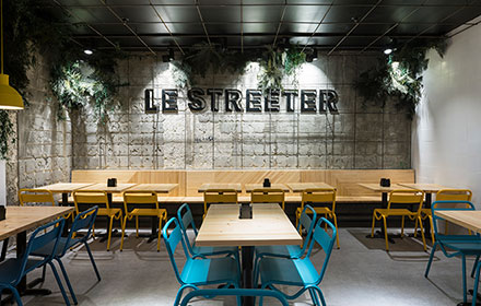 Interior restaurante Le Streeter en Gourmet Experience Duque diseño de REONDO estudio de Interiorismo en Sevilla